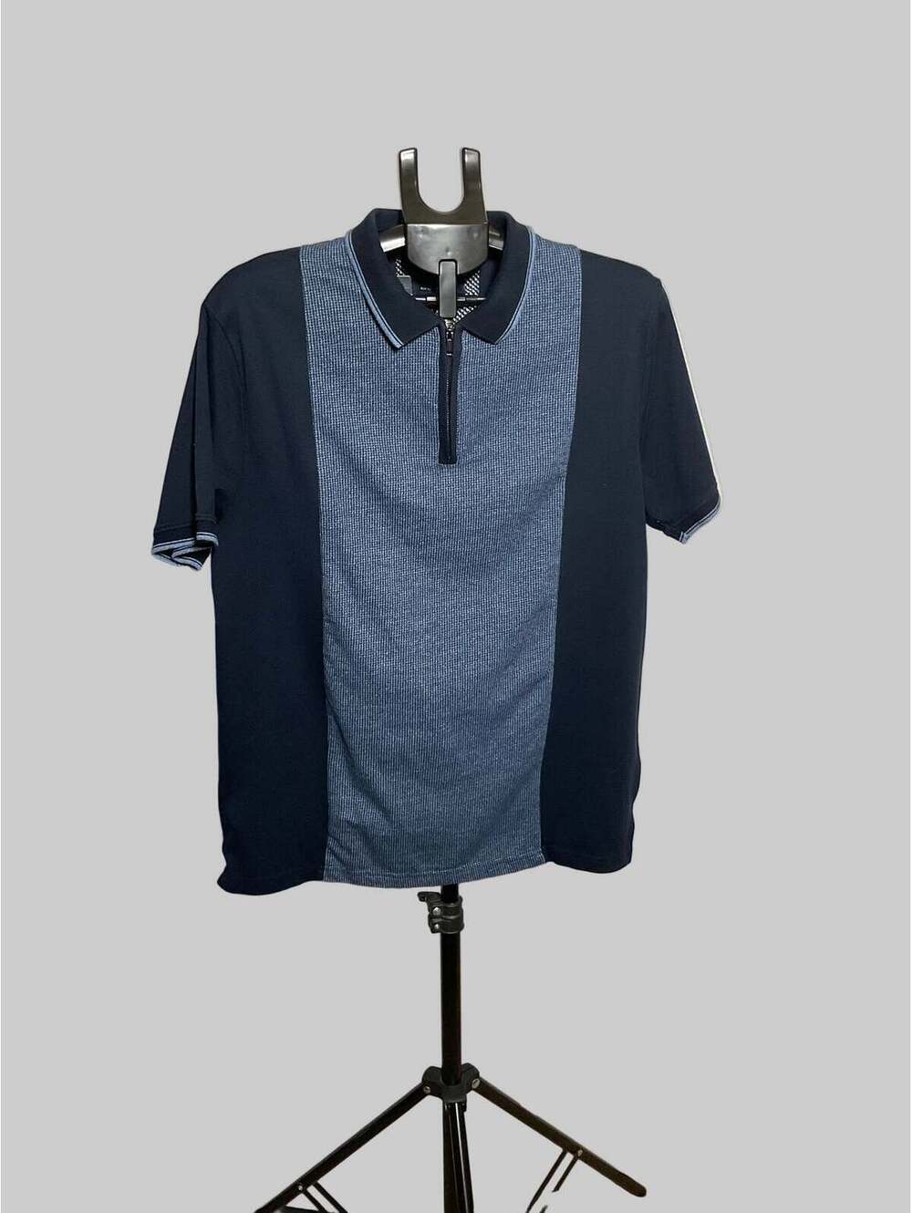 Cactus Man Ricky Singh Quarter-Zip Colorblock Polo Size XL Navy Blue